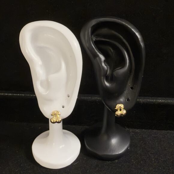 14K Solid Yellow Gold Cherry Stud Rubber Back Earrings~NEW - Picture 1 of 5